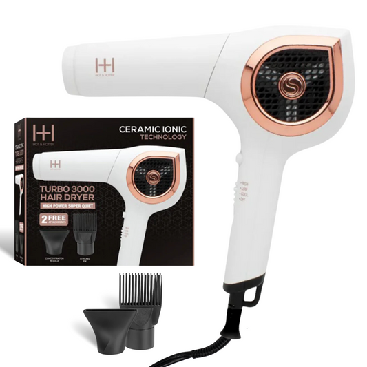 Hot & Hotter Ceramic Ionic Turbo 3000 Hair Dryer, 1 Count, White
